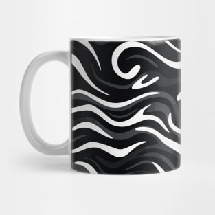 Monochrome Waves: Modern Abstract Ebb and Flow Mug